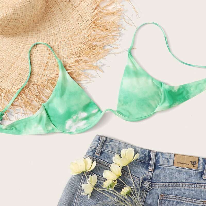 

Tie Dye Underwire Bikini Top, Green