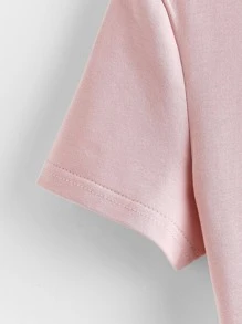 SHEIN Girls Gesture Print Top - Pink - View 4