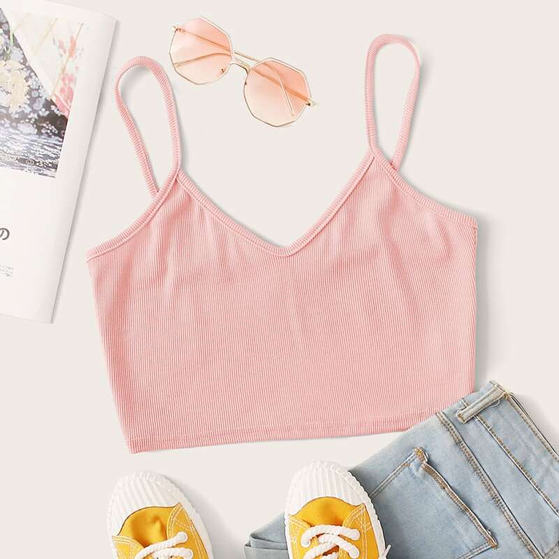 

Pink Rib Crop Cami