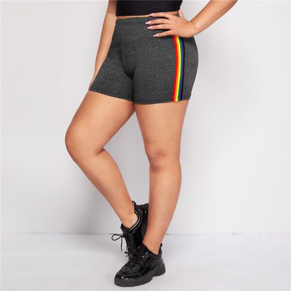 

Байкерские шорты размера плюс, Серые