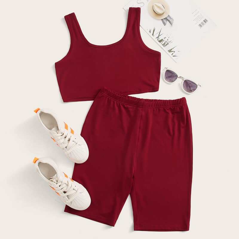 

Red Crop Tank & Biker Shorts