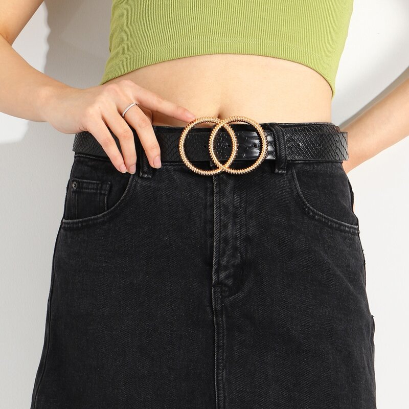 

Croc Double 0-ring Buckle Belt, Black