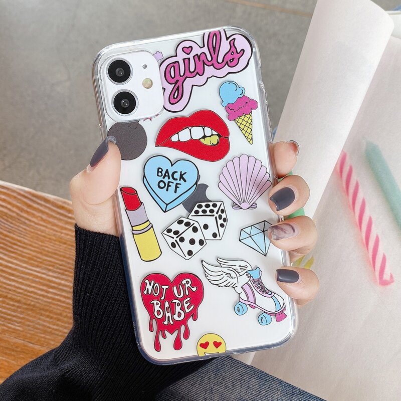 

Mixed Pattern Clear iPhone Case, Multicolor