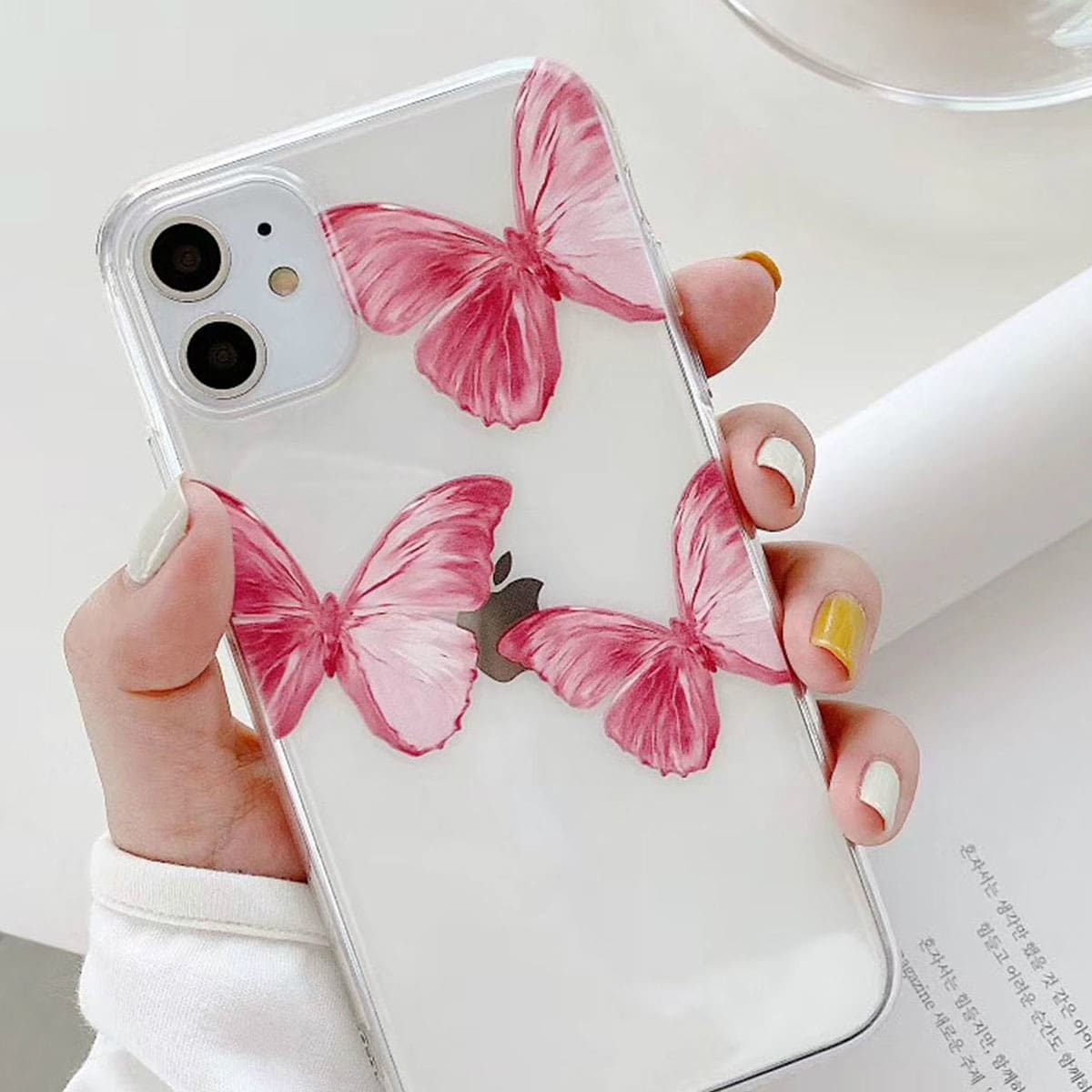 

Butterfly Clear iPhone Case, Pink