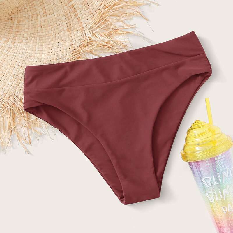 

High Waist Bikini Bottom, Brown