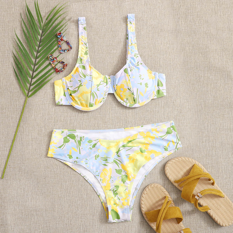 

Floral Push Up Bikini Swimsuit, Multicolor