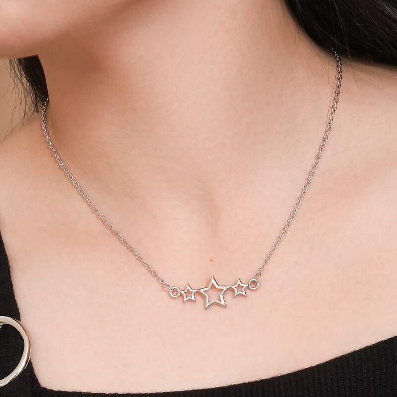 

1pc Star Chain Necklace, Silver