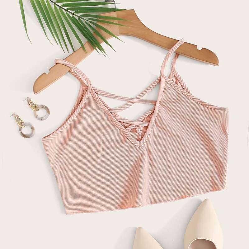 

Criss Cross Pink Crop Cami