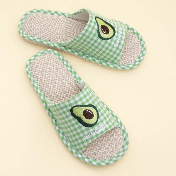 

Avocado & Plaid Graphic Sliders, Green