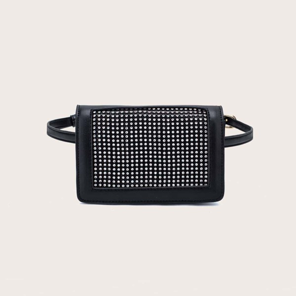 

Rhinestone Decor Fanny Pack, Чёрный