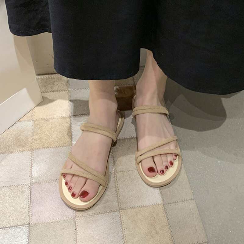 

Simple Strap Open Toe Sliders, Khaki