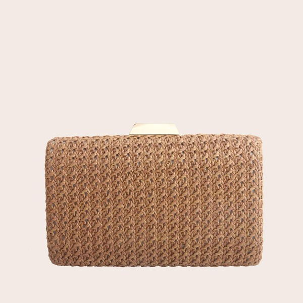 

Тканый клатч с клипсой сверху, Кофейный