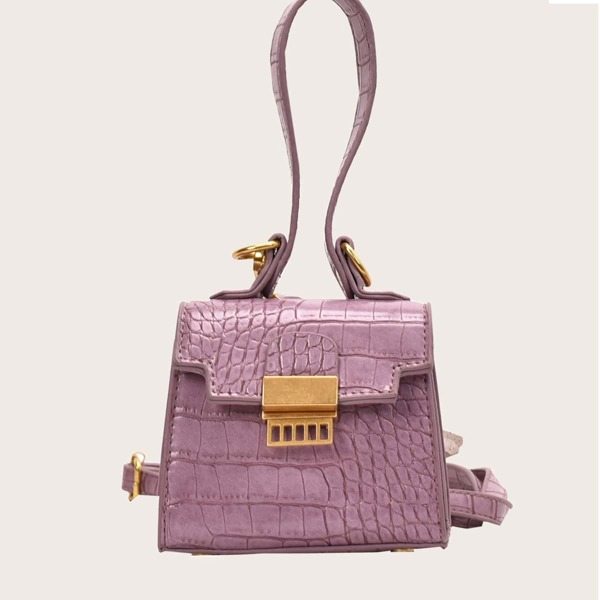 

Mini Croc Embossed Satchel Bag, Purple
