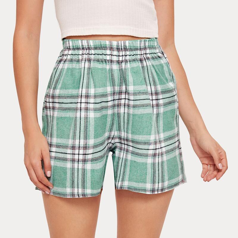 

Plaid Elastic Waist Shorts, Multicolor
