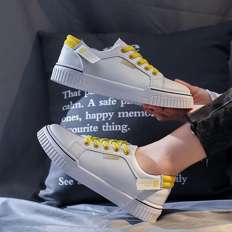 

Letter Tag Lace Up Sneakers, White