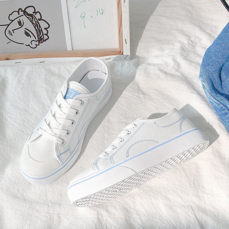 

Stitch Lace Up Sneakers, White