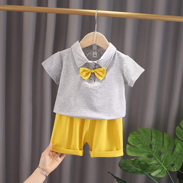 

Toddler Boys Bow Front Tee With Shorts, Multicolor