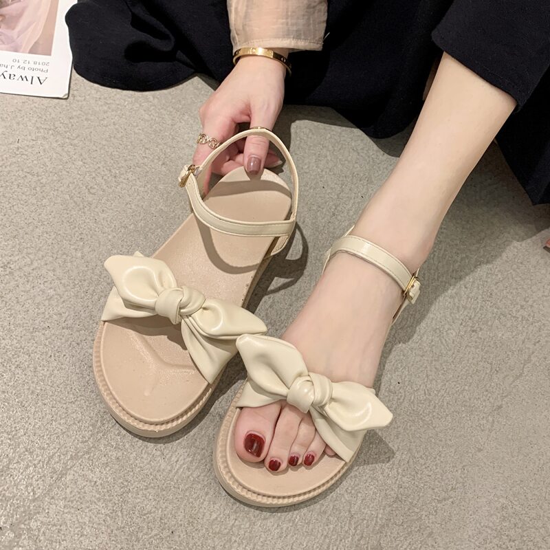 

Bow Front Sandals, Beige