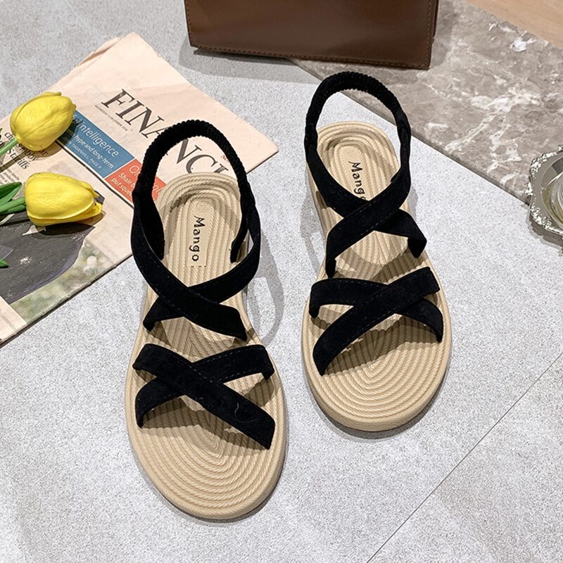 

Cross Cross Sandals, Black