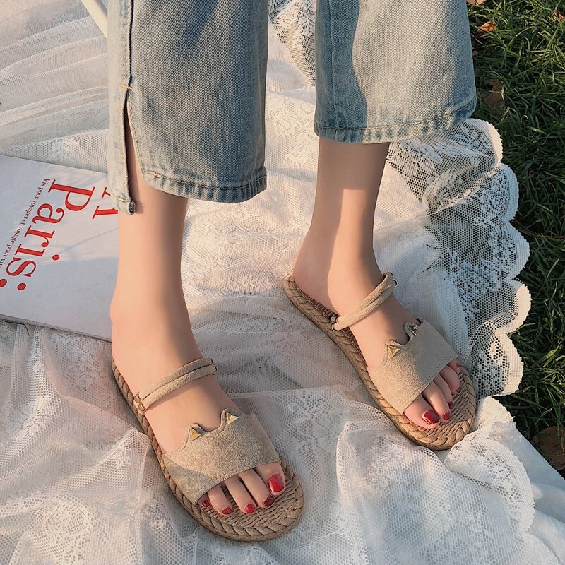 

Studded Open Toe Sandals, Khaki