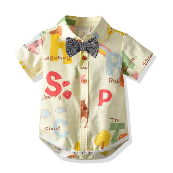 

Toddler Boys Cartoon & Letter Graphic Bow Front Bodysuit, Multicolor