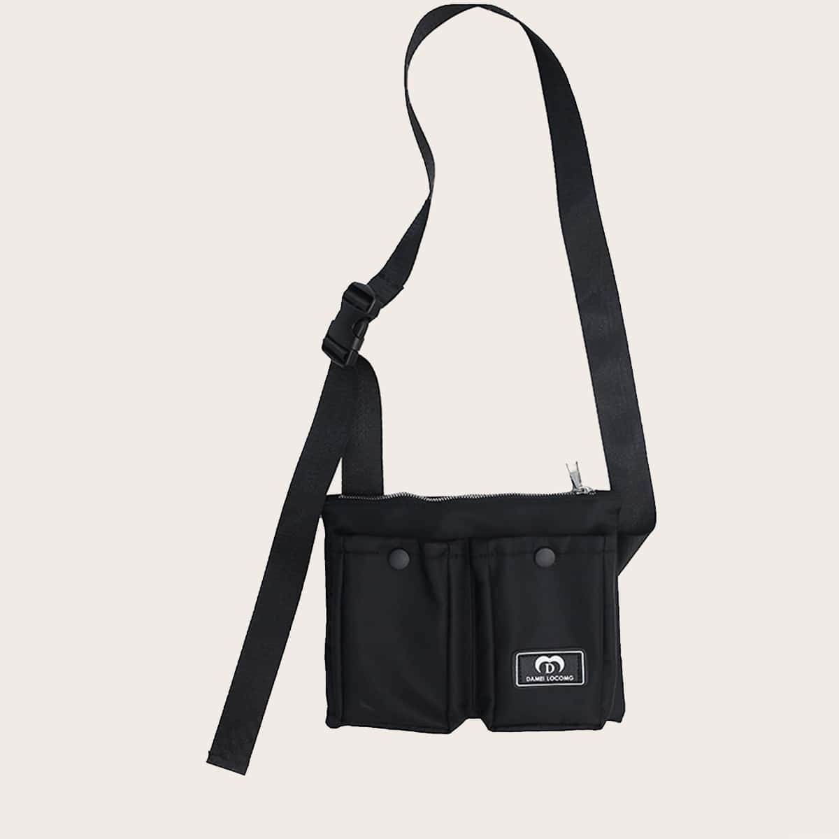 

Guys Pocket Front Crossbody Bag, Black