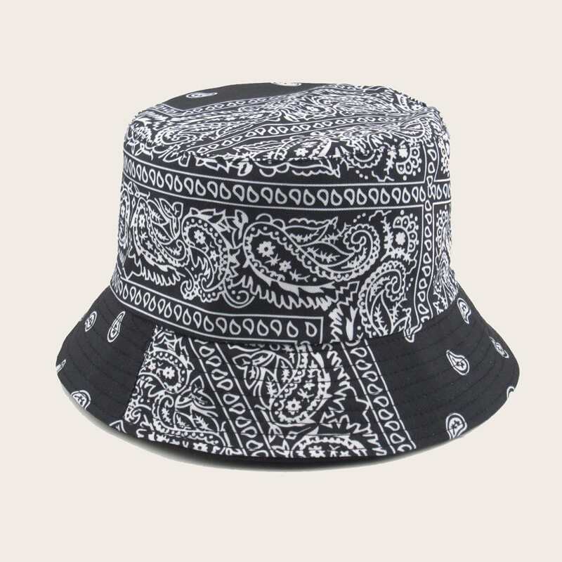

Guys Paisley Bucket Hat, Black and white