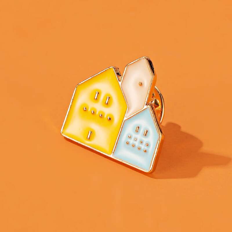 

House Shaped Brooch, Multicolor
