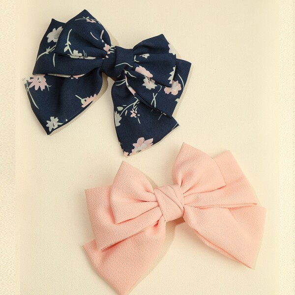 

2pcs Bow Hair Clip, Multicolor