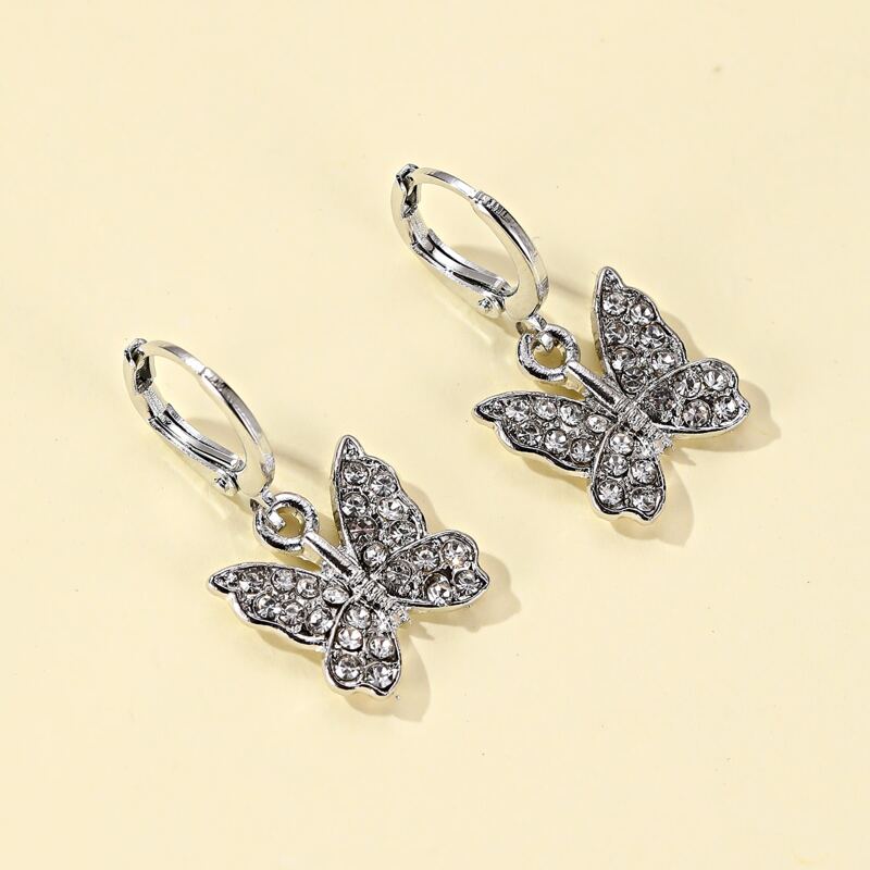 

Butterfly Rhinestone Earrings, Silver
