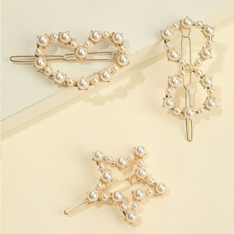 

3pcs Faux Pearl Hair Clip, Multicolor
