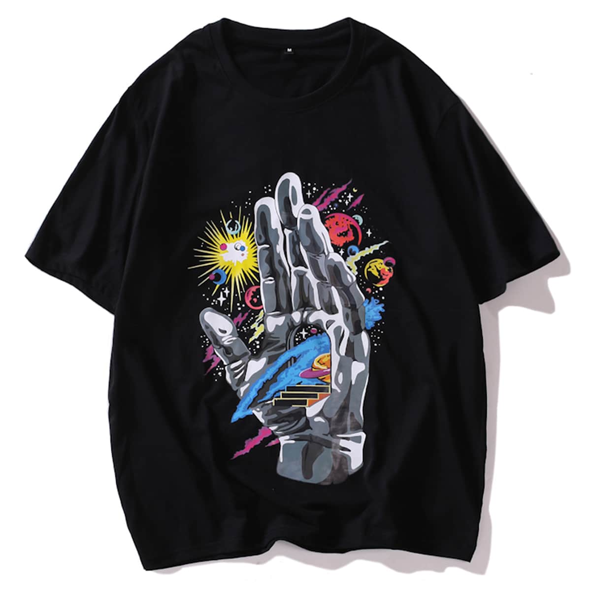 

Guys Hand & Galaxy Print Tee, Black