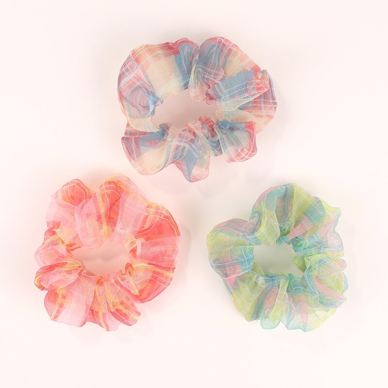 

3pcs Color Block Scrunchie, Multicolor