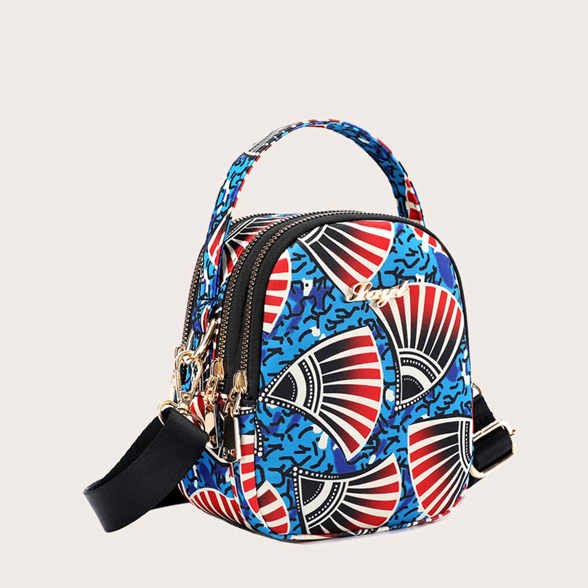 

Graphic Print Satchel Bag, Multicolor