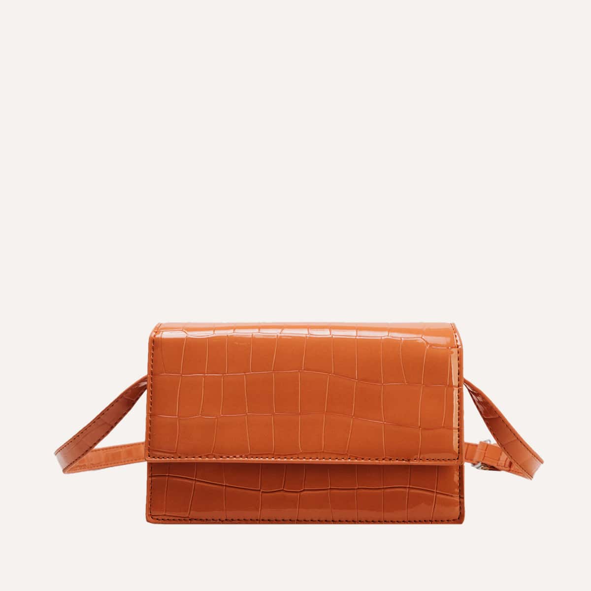 

Stone Embossed Flap Crossbody Bag, Orange