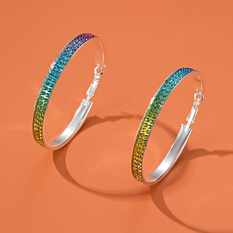 

Rhinestone Gradient Hoop Earrings, Multicolor