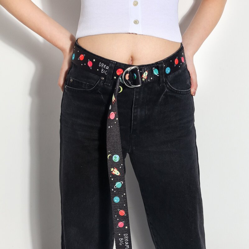 

Planet Pattern Tape Belt, Black