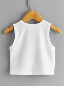 SHEIN Young Girl Twist Hem Solid Tank Top - White - View 2