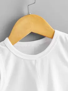 SHEIN Young Girl Twist Hem Solid Tank Top - White - View 4