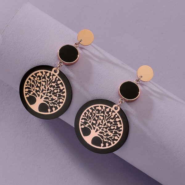 

Двухцветные серьги-подвески с деревом 1 пара, Многоцветный