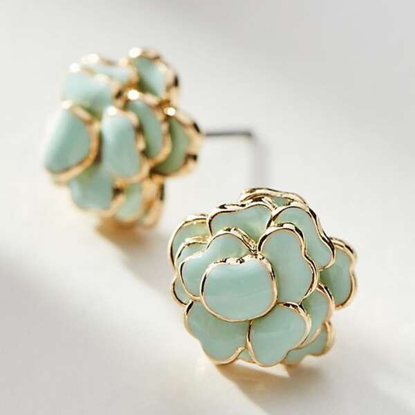 

Flower Stud Earrings, White