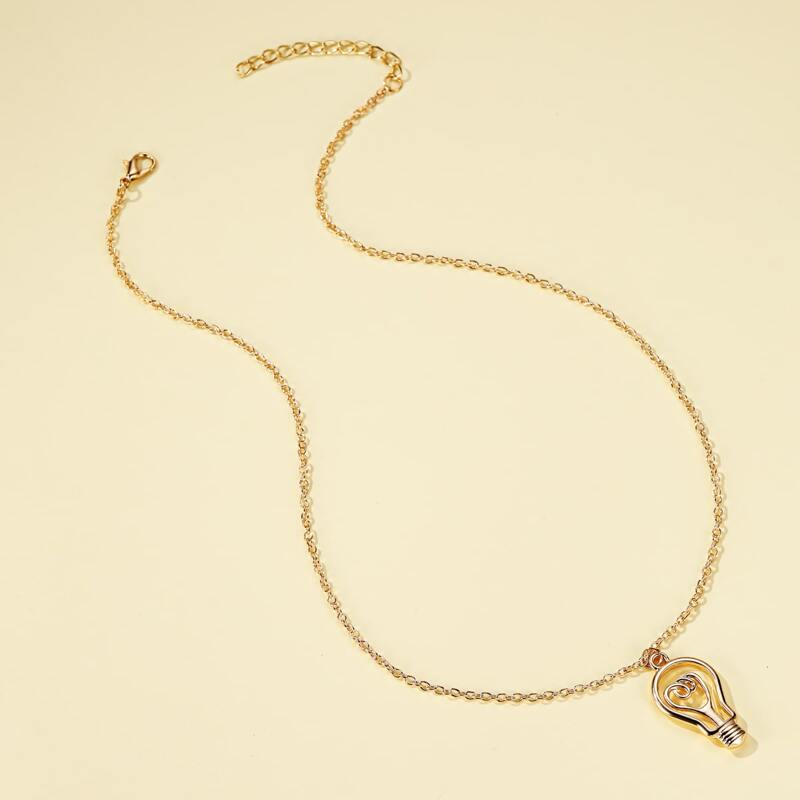 

Light Bulb Charm Necklace, Gold