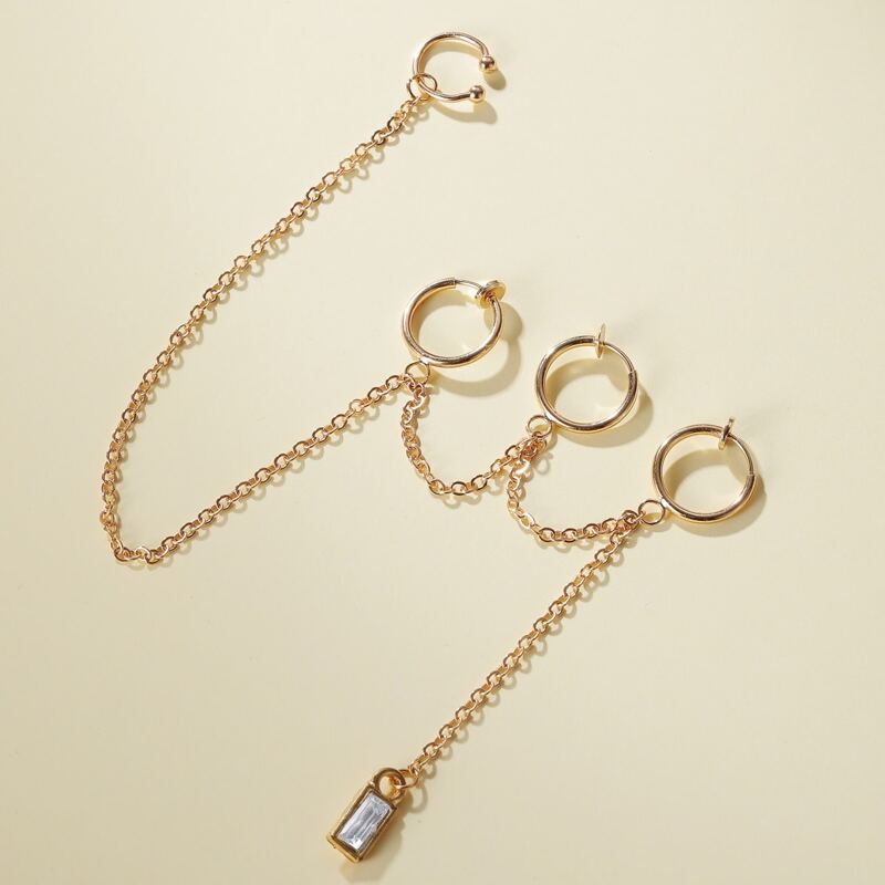 

Chain Geometric Earring, Gold
