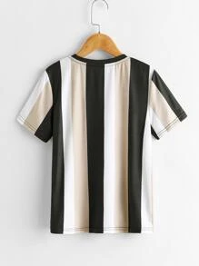 SHEIN Boys Letter Graphic Colourblock Striped Top - Multicolor - View 2