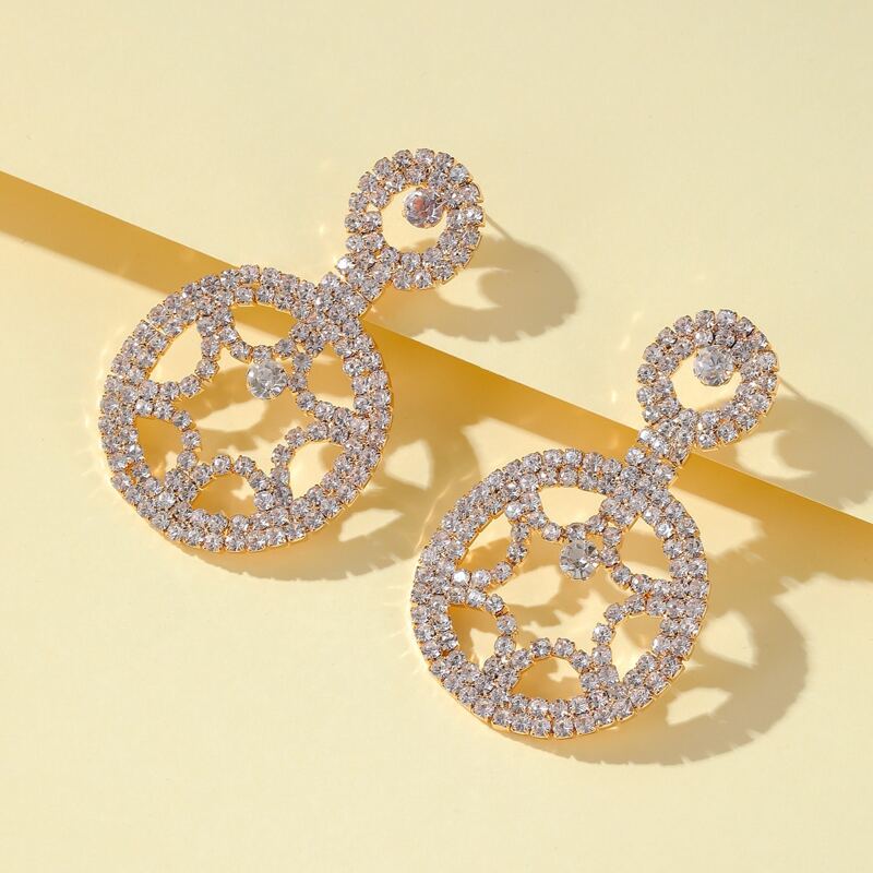 

Rhinestone Round Earrings, Multicolor
