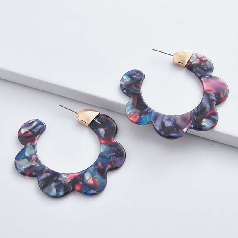 

Acrylic Flower Hoop Earrings, Multicolor