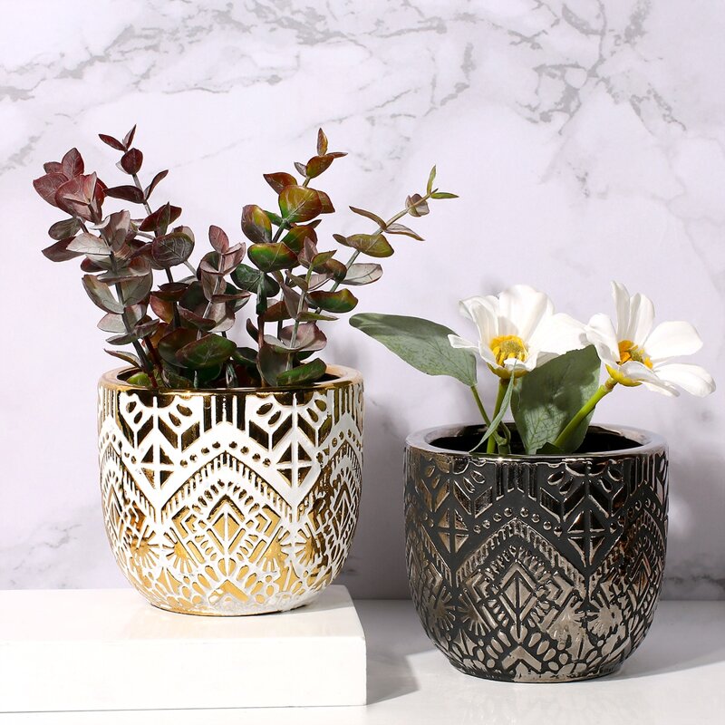 

1pc Geometric Pattern Flower Vase, Multicolor