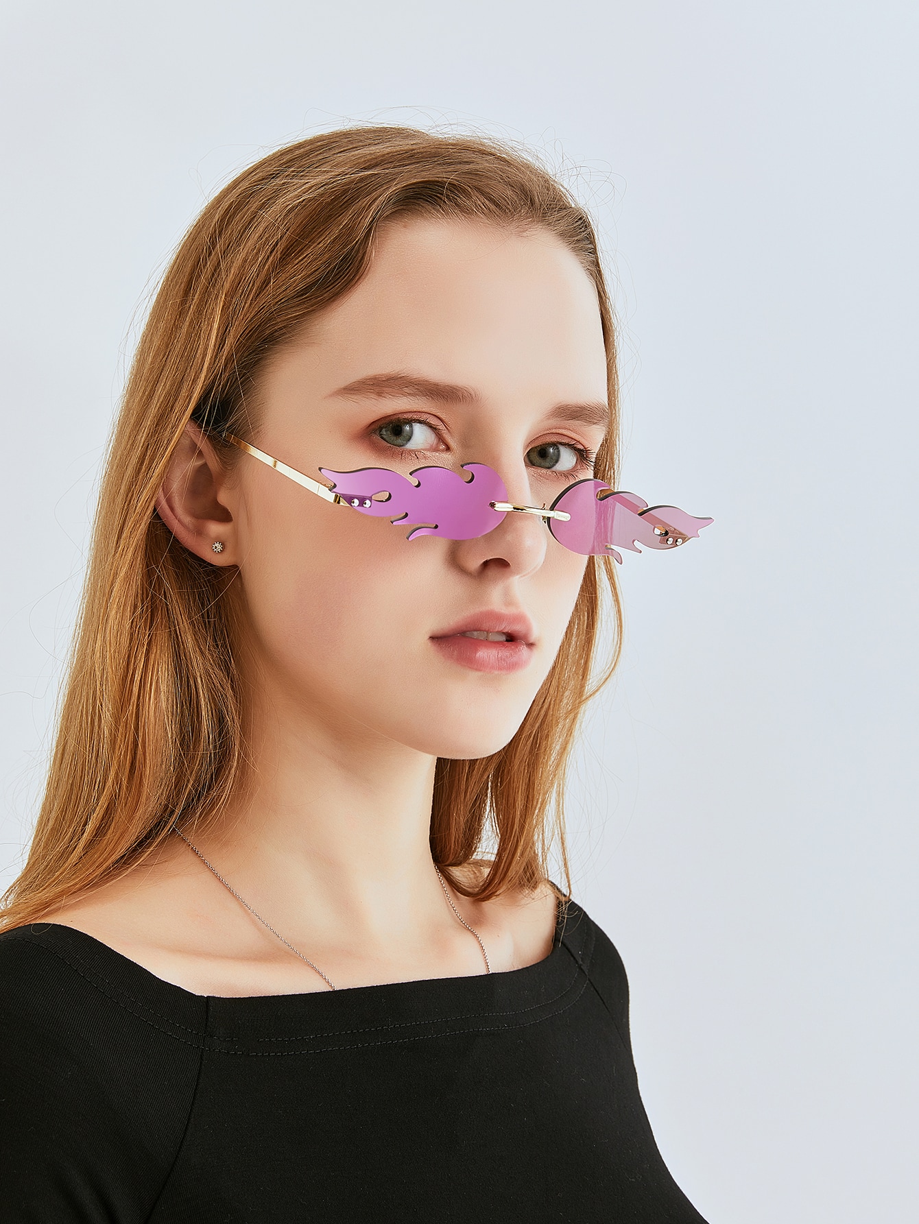 Occhiali alla moda con lenti a forma di fiamma senza cornice | SHEIN ITALIA