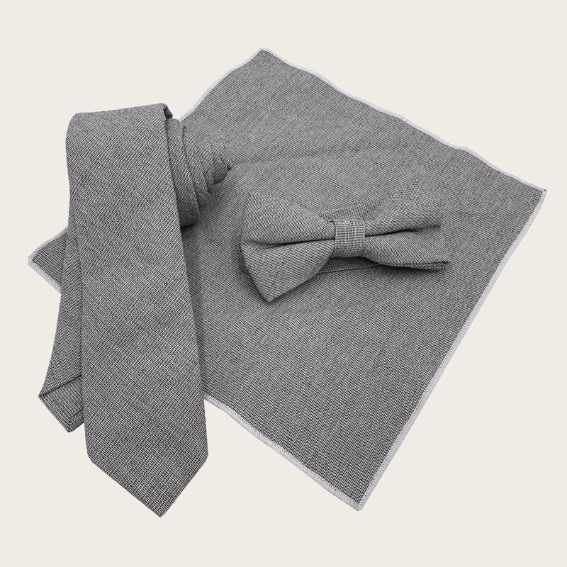 

3pcs Guys Plaid Tie, Grey
