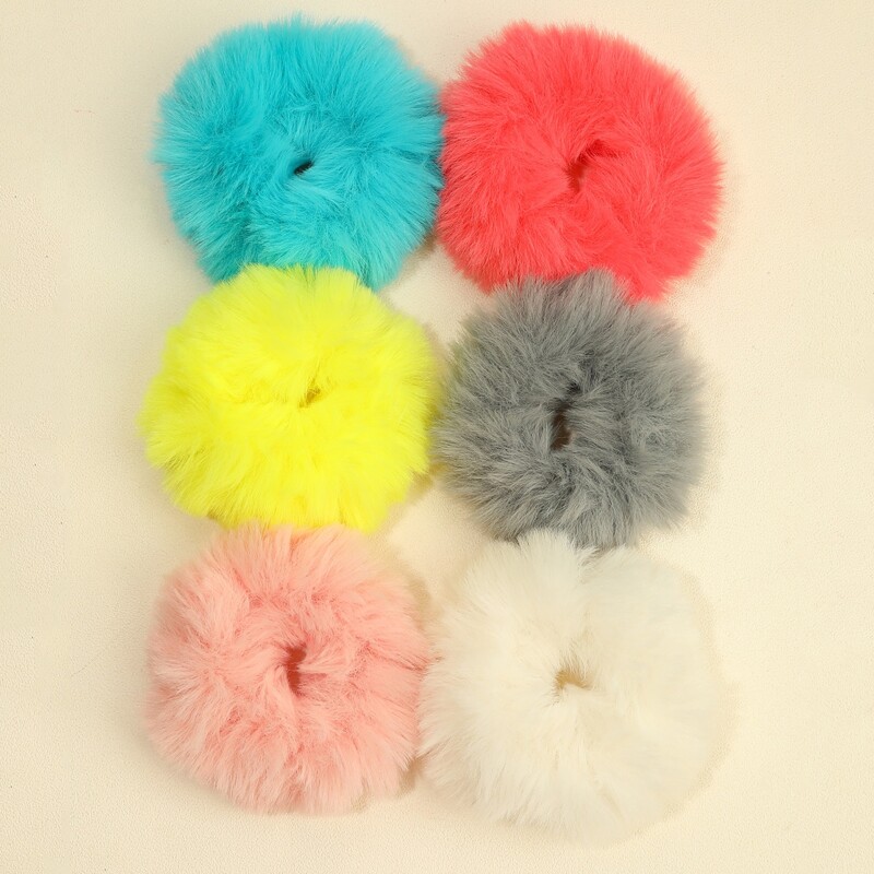 

6pcs Fluffy Hair Tie, Multicolor